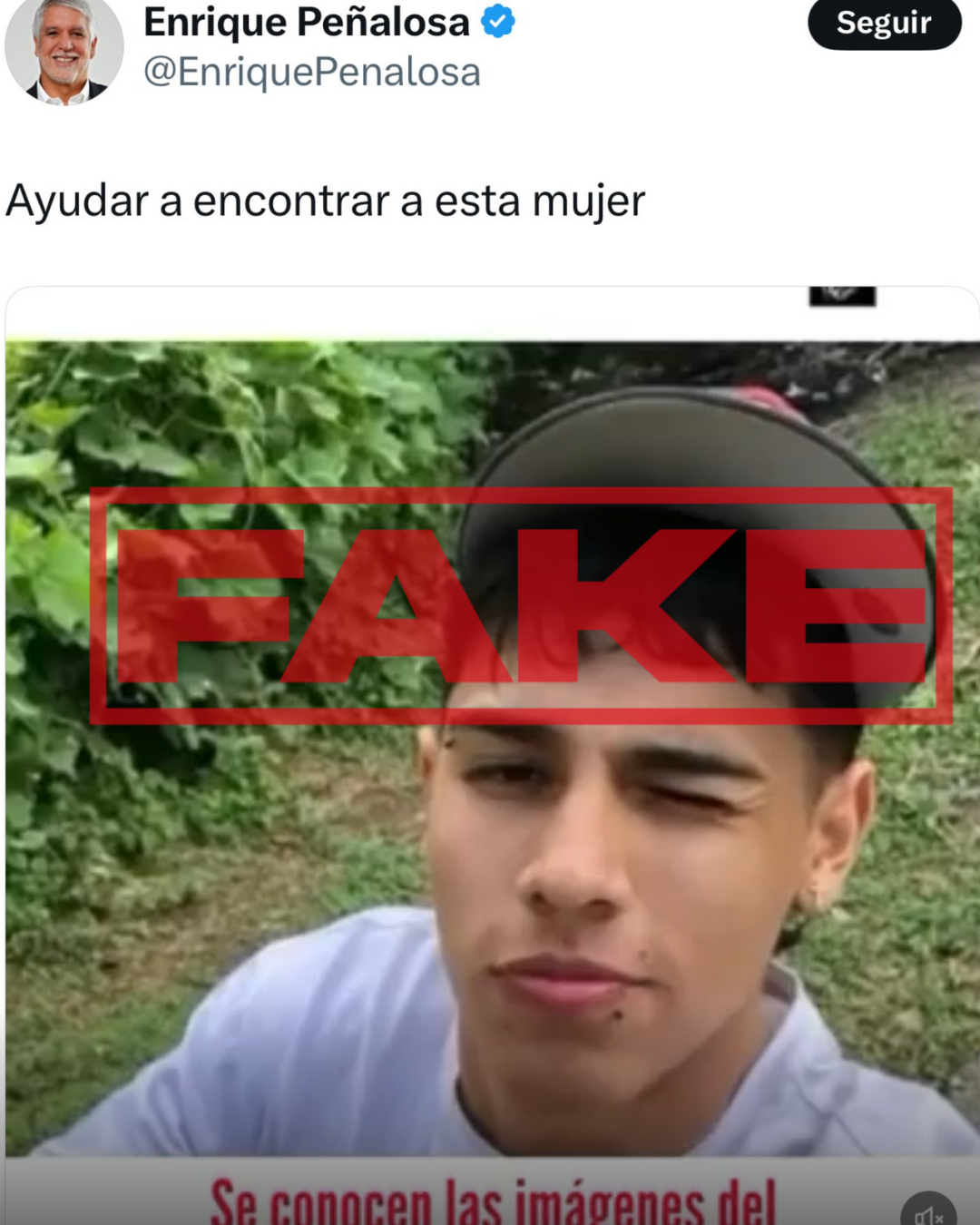 alt: foto falsa Miguel Uribe Turbay en redes sociales