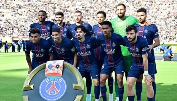 Players of Paris Saint-Germain pose for a picture ahead of the FIFA Club World Cup 2025 Group B football match between France's Paris Saint-Germain and Brazil's Botafogo at the Rose Bowl stadium in Los Angeles on June 19, 2025. (Photo by Frederic J. Brown / AFP) (Photo by FREDERIC J. BROWN/AFP via Getty Images)